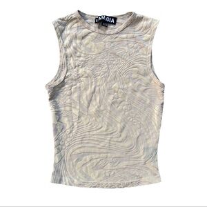 I.AM.GIA Amina Tank Crop Tan Velvet Burnout Animal Print Sz XXS Coquette